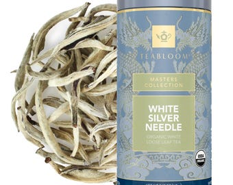 Teabloom Organic White Silver Needle Loose Leaf Tea, Rare USDA Organic White Tea With Delicate Honeysuckle Notes.
