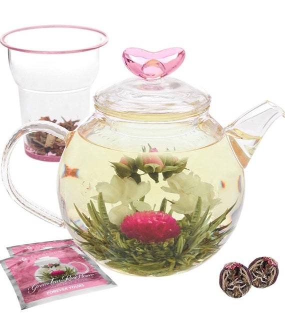 1100ml Glass Teapot with Tea Strainer Removable Tea Filter for Blooming  Loose Tea Leaf Kitchen Home