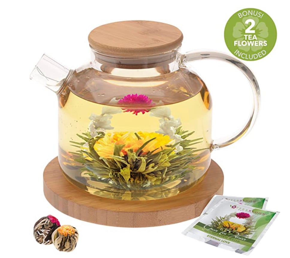Teabloom Stovetop Safe Glass Teapot With Bamboo Lid Etsy
