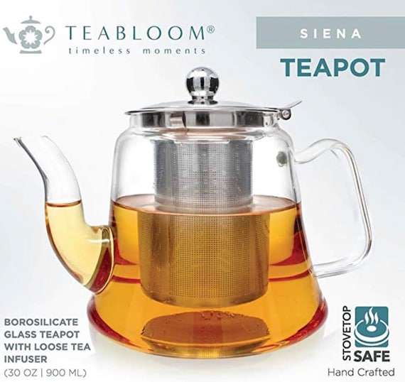 Teabloom Siena Teapot Premium Borosilicate Glass Teapot With Removable  Loose Tea Infuser Stovetop Safe 