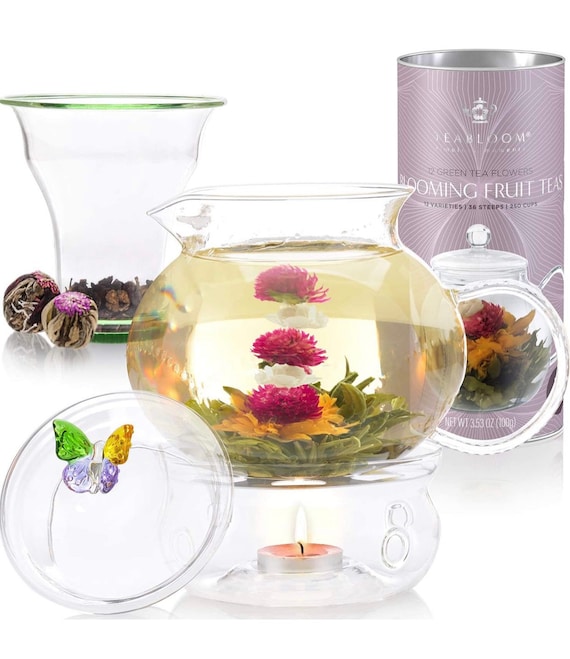 Glass Teapot With Infuser Tea Kettle Floral Tea Pot Daisies Teapot for  Women Hostess Gift 