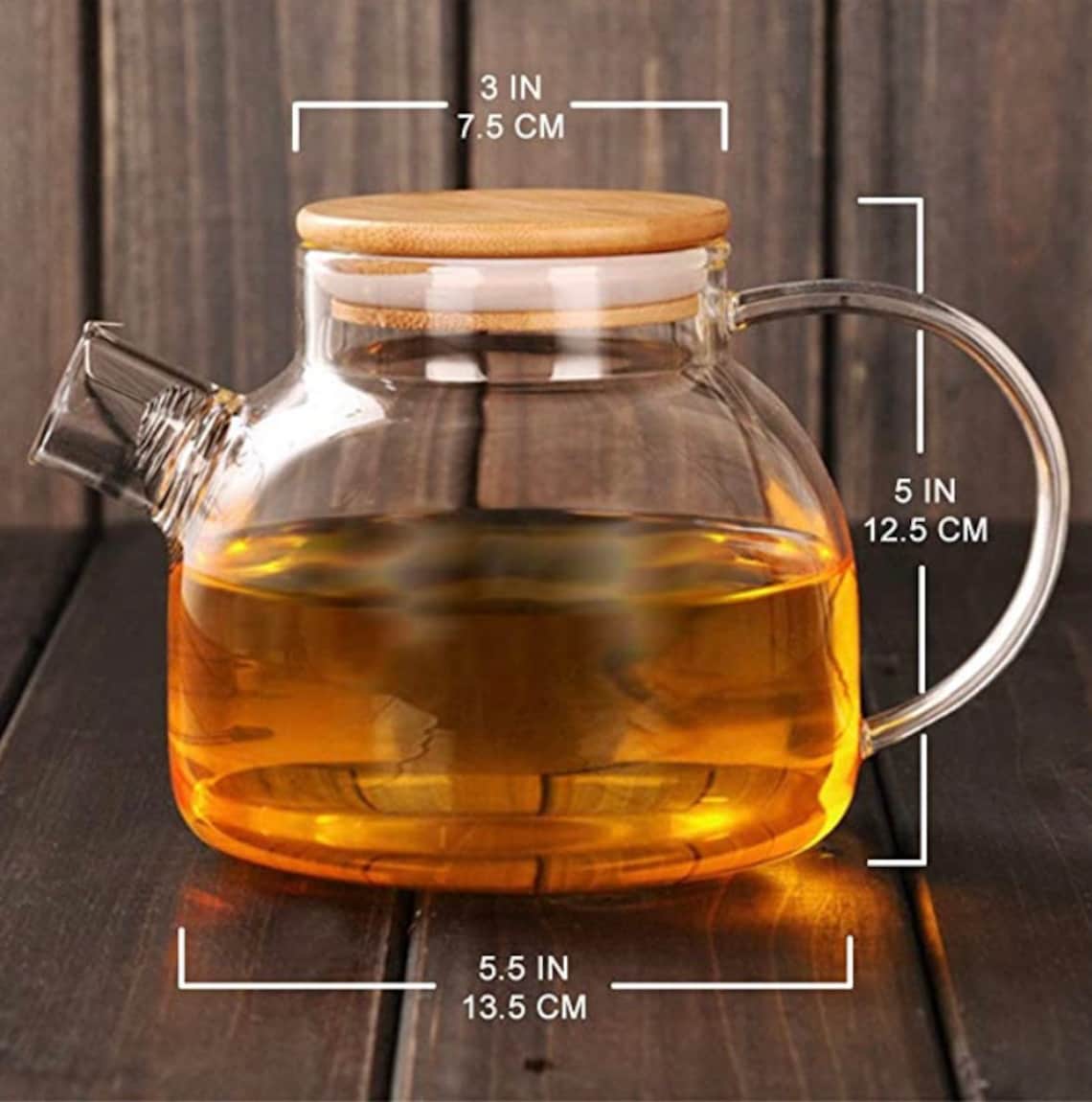 Teabloom Stovetop Safe Glass Teapot With Bamboo Lid Etsy