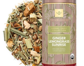 Ginger Lemongrass Sunrise Loose Leaf Tea | Bright & Invigorating Herbal Tea | Caffeine-Free and Energizing | Teabloom