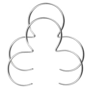 May include: A set of three silver-colored metal wire forms, each featuring a circular top section and a curved, open bottom structure. The wire components are arranged in an overlapping pattern, creating a continuous, interconnected metallic design.