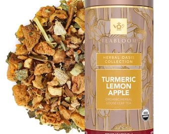 Turmeric Lemon Apple Loose Leaf Herbal Tea | Golden Wellness Blend | Anti-Inflammatory & Caffeine-Free | Teabloom