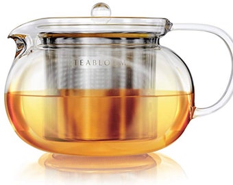 Teabloom Kyoto Stovetop Safe Teapot – Lead-Free and Cadmium-Free Clear Borosilicate Glass