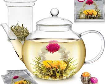 Glass Teapot with Infuser (40 OZ) – Stovetop & Microwave Safe