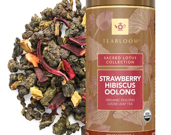 Strawberry Hibiscus Oolong Loose Leaf Tea | Vibrant Fruity Oolong | Sweet-Tart & Beautiful | Teabloom