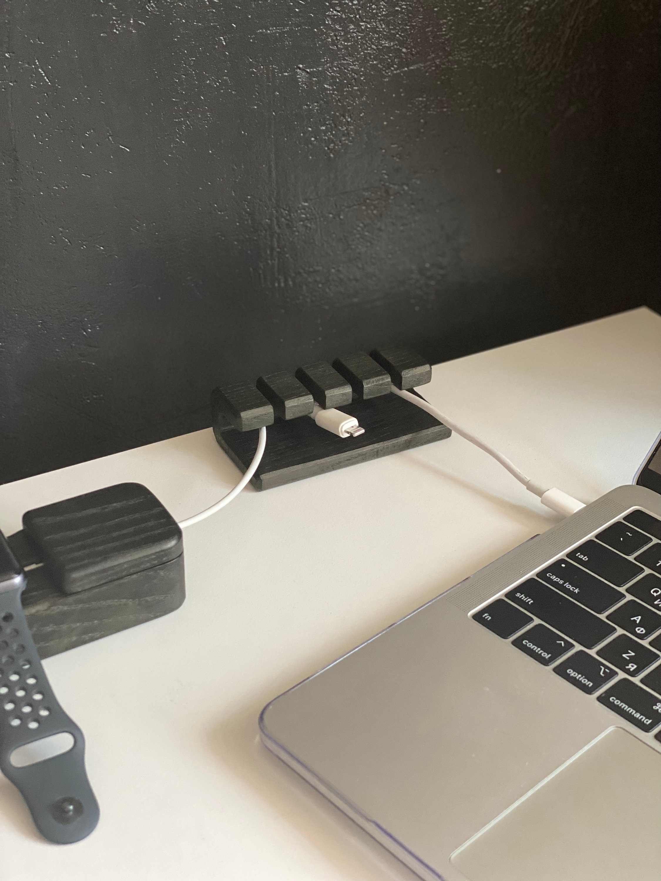 Wood Cable Organizer Desk Cord Organizer Wooden Cord Etsy