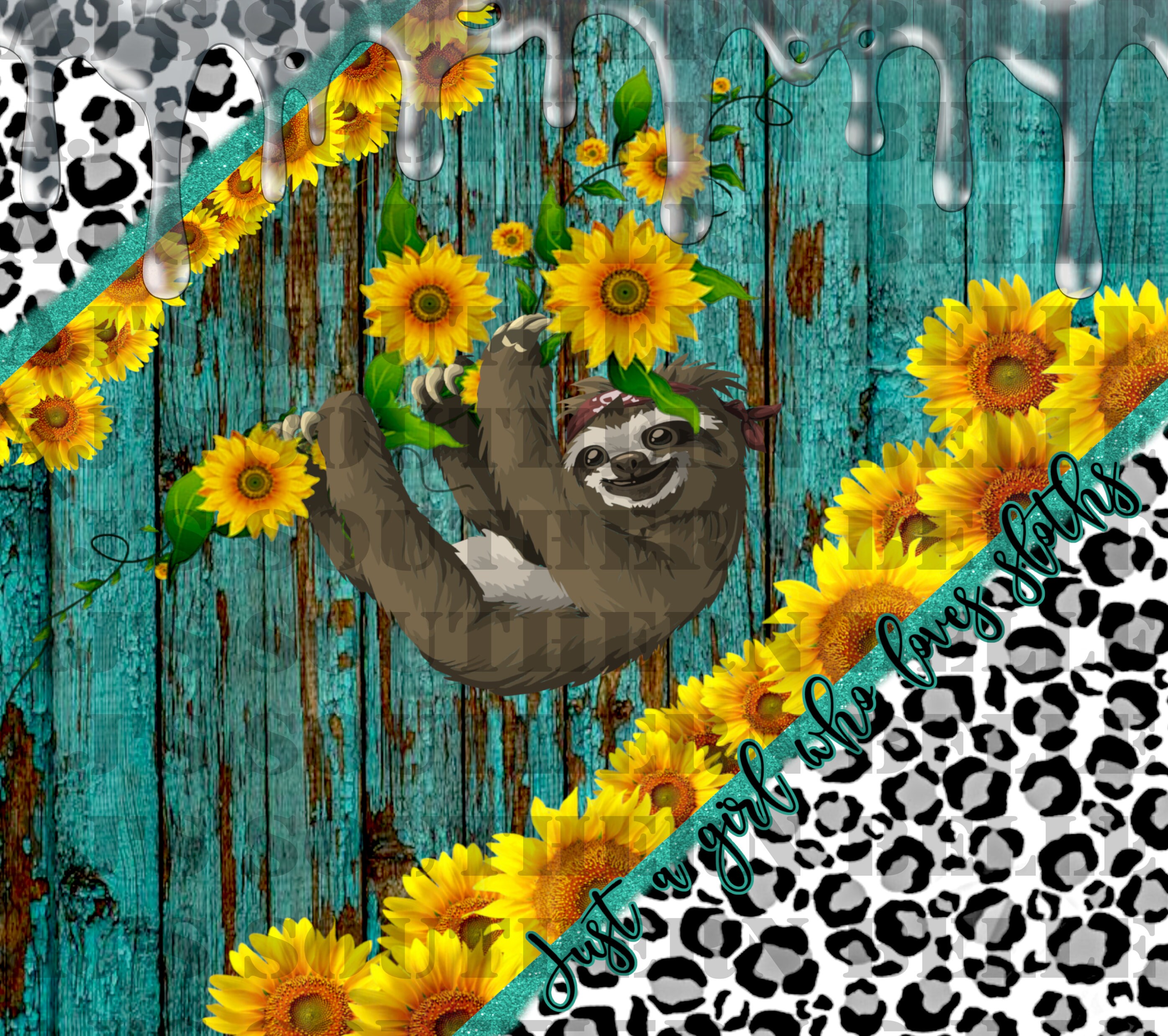 Sloth Leopard and Sunflower Tumbler SVG for 20 or 30 Ounce | Etsy