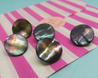 Antique dark coloured mother of pearl waistcoat buttons k with stamped detail have brass loop shank 12 dia