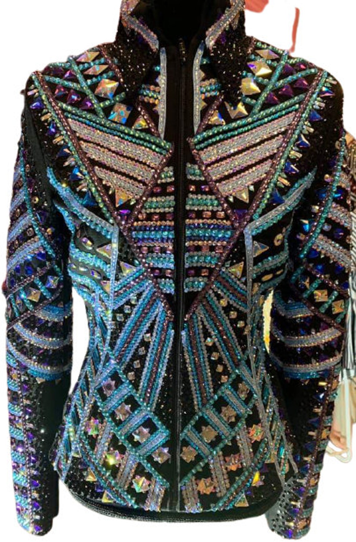 Western Show vest/jacket for women horse show on glass crystal Etsy