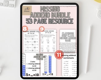 Missing Addends, math bundle, 1st grade math worksheets, math for 1st grade, math worksheets for 1st grade, math worksheets 1st grade