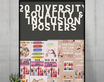 20 Diversity Posters, Equality Posters, Inclusion Posters, classroom decor, racial equality, bulletin board