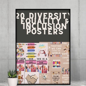 20 carteles de diversidad, carteles de igualdad, carteles de inclusión, decoración del aula, igualdad racial, tablón de anuncios