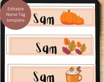 4 BEWERKBARE herfstsjablonen, studentenbureau, studentenlabel, studentenlabels, studentenbureaudecor, herfstklasdecor, studentennaamkaartjes