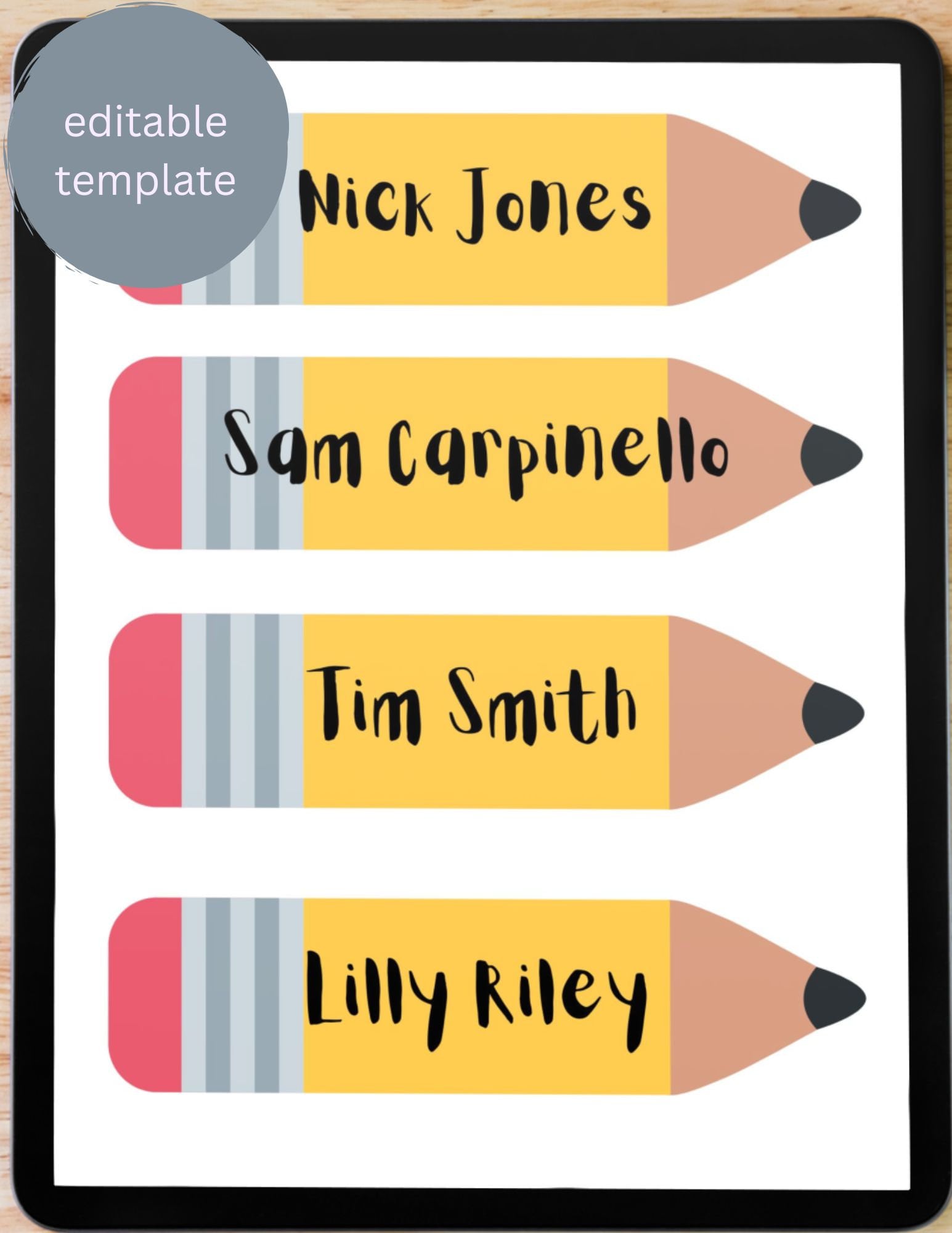 Pencil Student Name Tags, Student Desk Label Cards, Name Tags, Desk Tags, Editable, Classroom