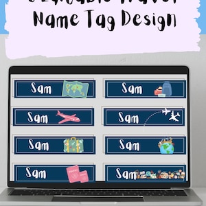 Travel Decor, Printable Name Tags, Classroom name tags, student name tags for desk, student desk name tags, desk name tag for student,