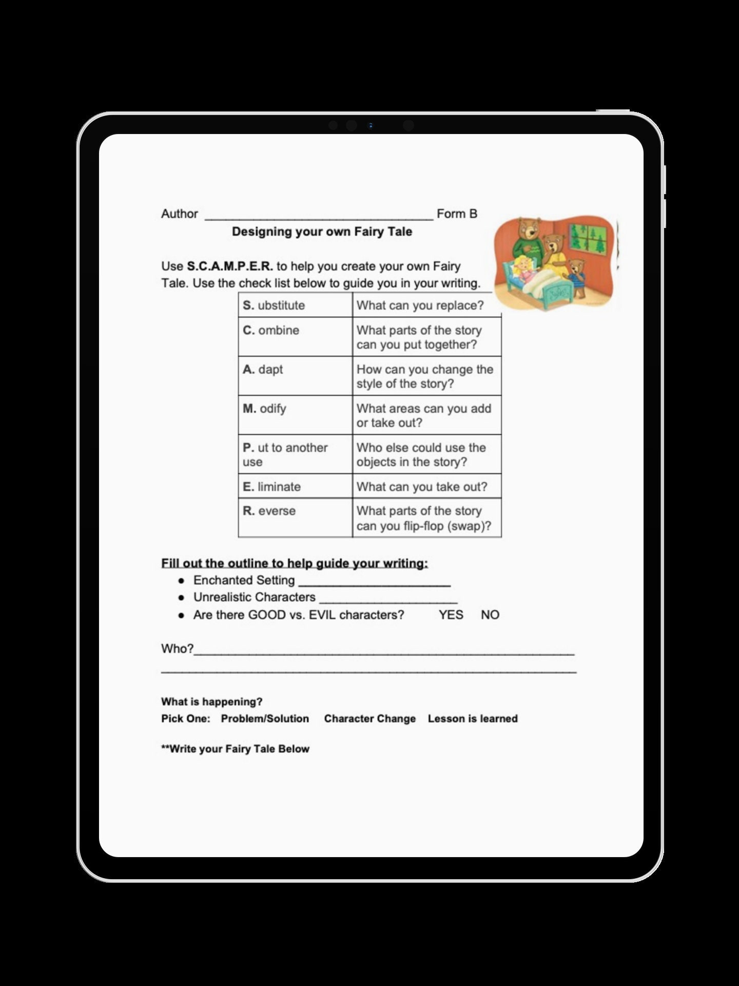 SCAMPER Graphic Organizer, 1st Grade Writing Resource, First Grade ...