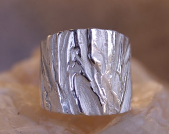 Ring "Bark II" unique piece in pure silver, handcrafted.