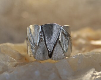 Ring "Petals V" is a unique piece in pure silver, 999.9