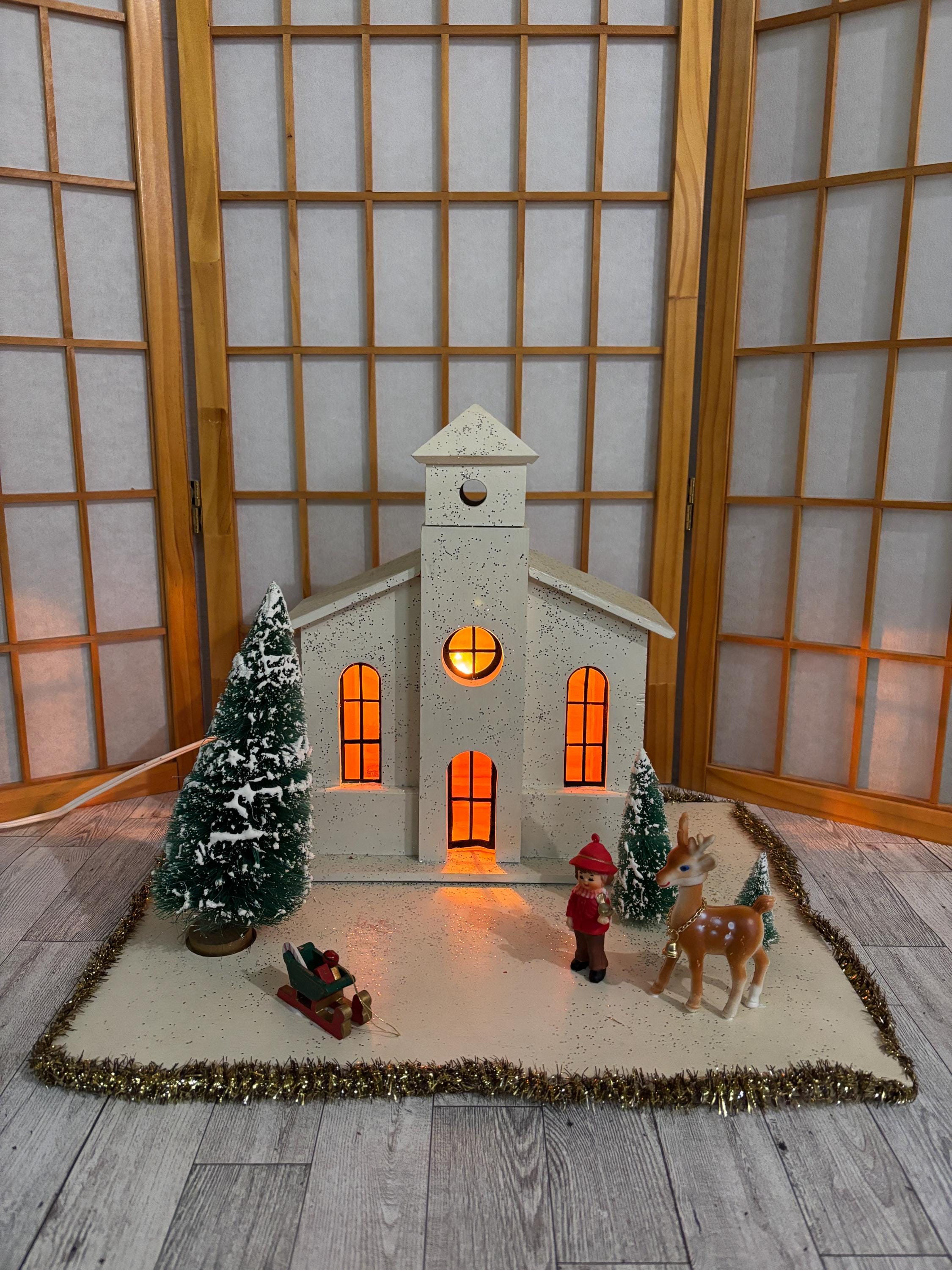 Vintage Christmas Light up Church - Etsy