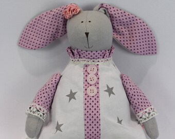 Bunny toy,  Rabbit stuffed animal, Soft filled plush toy handmade.