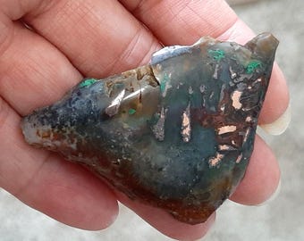 Native Copper Chrysocolla Cabochon - Indonesia Polished stone