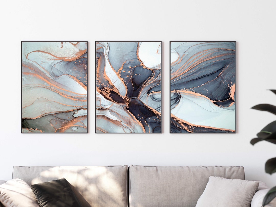Beautiful Set of 3 Marble Wall Art Prints.luxury Print Pink Etsy