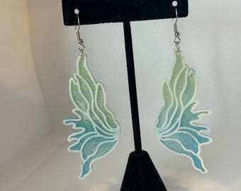 Iridescent Fairy Wing Earrings – Handmade Glitter Resin Dangle Jewelry