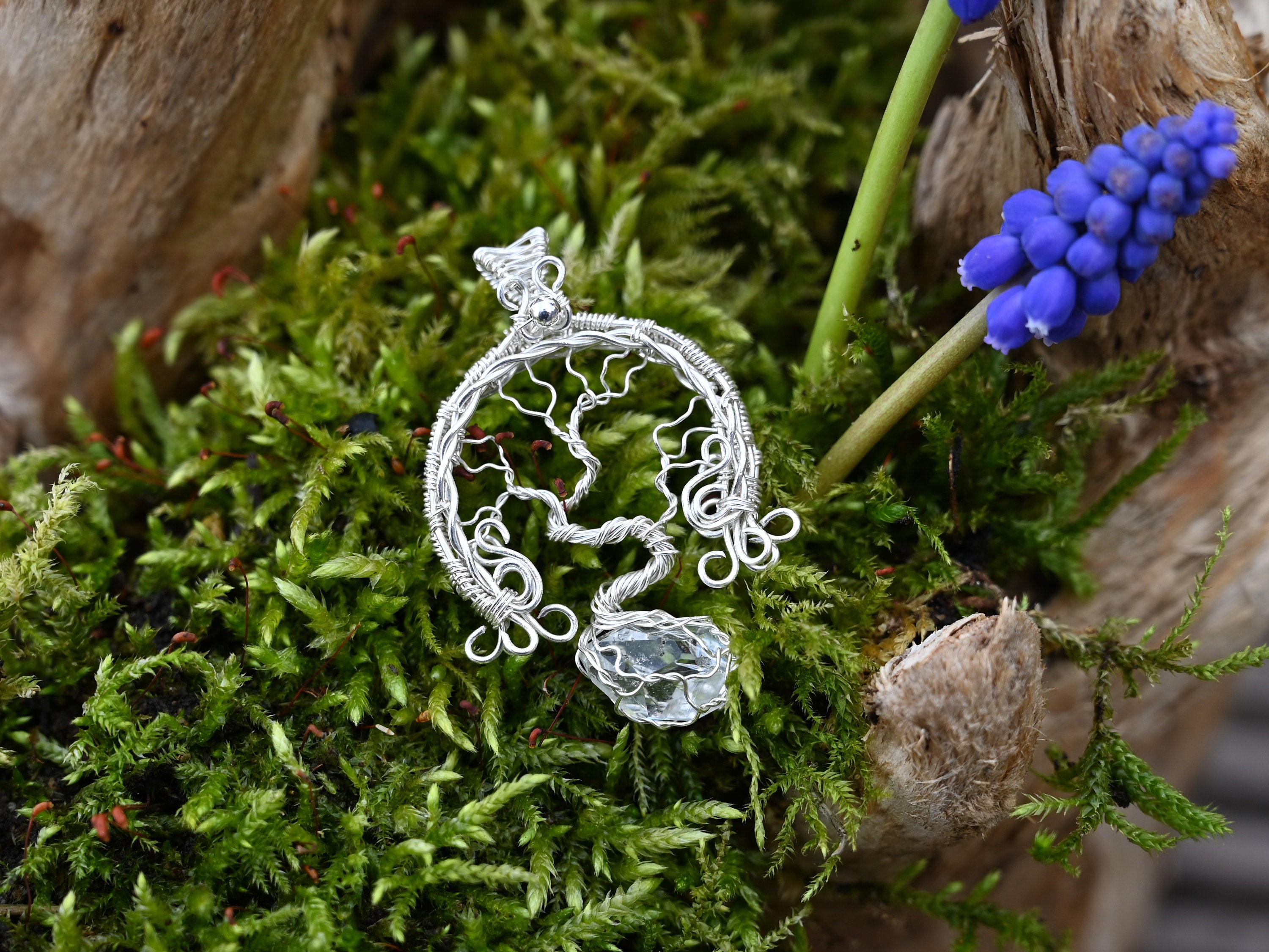 árbol de plata de la vida con herkimer diamante Etsy