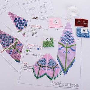 Wild flower 3 beaded earrings kit | DIY fringe earrings kit | seed bead set | beadwaving kit | crafter gift | first earrings bead set