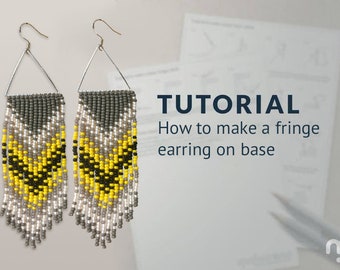 Fringe beaded earrings tutorial + pattern | PDF Digital download DIY | instant download | brick beading how to make long seed bead earrings