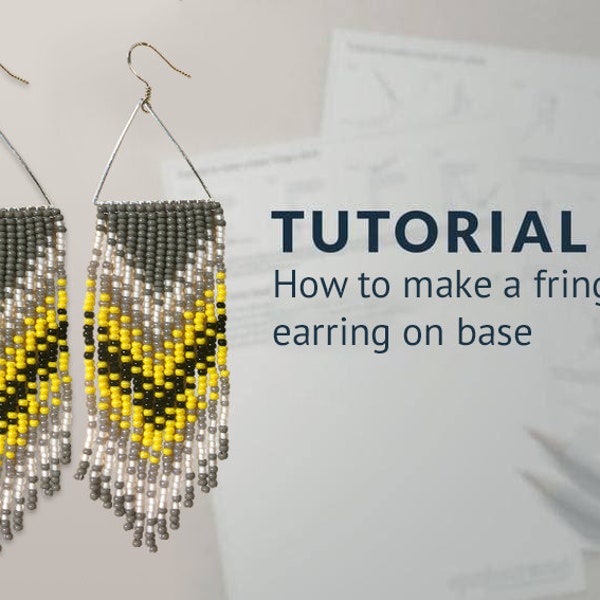 Fringe beaded earrings tutorial + pattern | PDF Digital download DIY | instant download | brick beading how to make long seed bead earrings