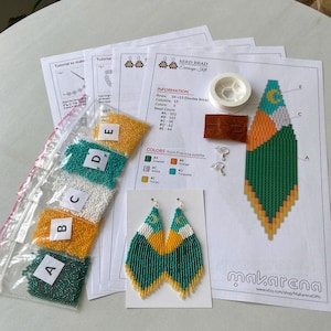 Hills with honey moon 3 seed beaded earrings kit | DIY fringe earrings kit | seed bead set | beadwaving | crafter gift | first earrings