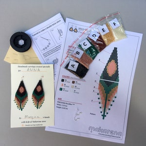 Ombre beaded earrings kit | DIY fringe earrings kit | seed bead set | beadwaving kit | crafter gift | first earrings bead set | bead palette