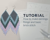 Fringe beaded earrings tutorial + pattern | PDF Digital download DIY | instant download | brick beading how to make long seed bead earrings