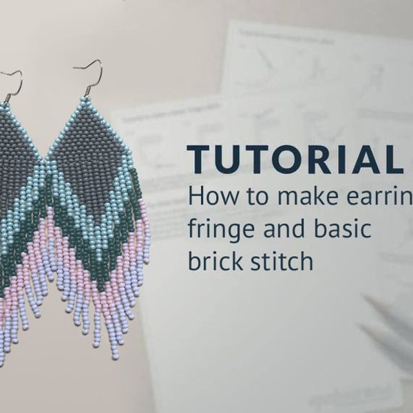 Fringe beaded earrings tutorial + pattern | PDF Digital download DIY | instant download | brick beading how to make long seed bead earrings