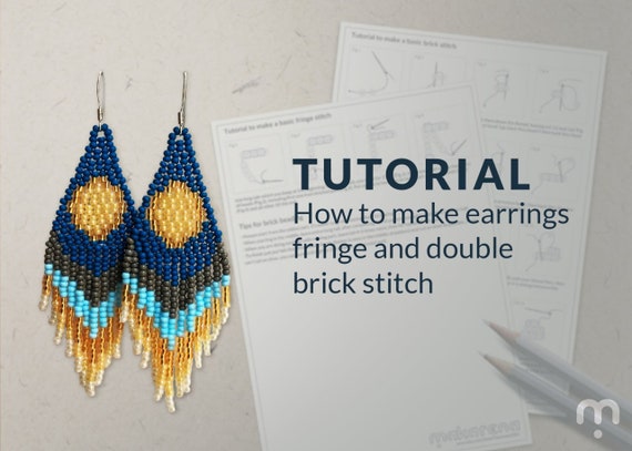 Fringe Beaded Earrings Tutorial Pattern PDF Digital Instant Download DIY Double Brick Beading How to Make Long Seed Bead Earrings Etsy Canada