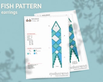 Fish by Lisa Wetegrove beaded earrings pattern | PDF Digital download seed bead pattern | instant downloading | fringe earrings tutorial