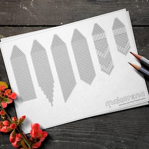 Earrings level 1 blank templates | Grapf paper for brick stitch with fringe pattern | Seed bead earring paper | graph paper | PDF graph