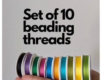 Set of beading threads Tytan 100 polyester thread with diameter 0.1mm spark beads