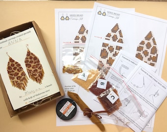 Leopard Print Seed Bead Earring Kit | DIY Fringe Earrings