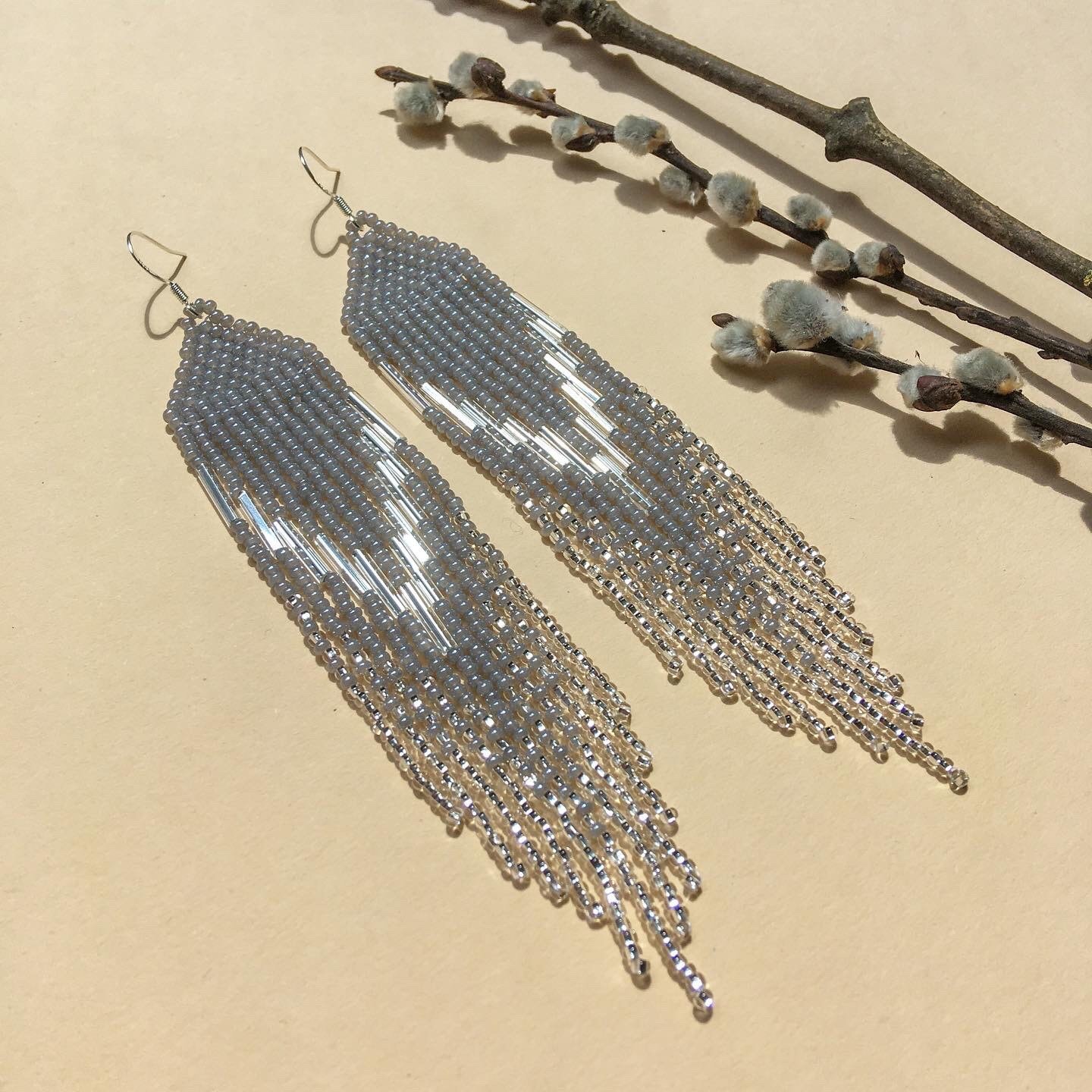 Fringe Beaded Earrings Tutorial Pattern PDF Digital Etsy