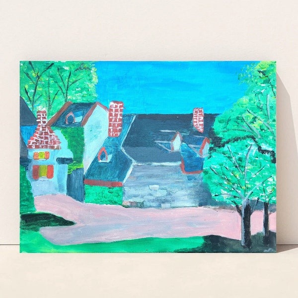 Tableau peinture impressionnisme sur toile "Maison de Campagne"