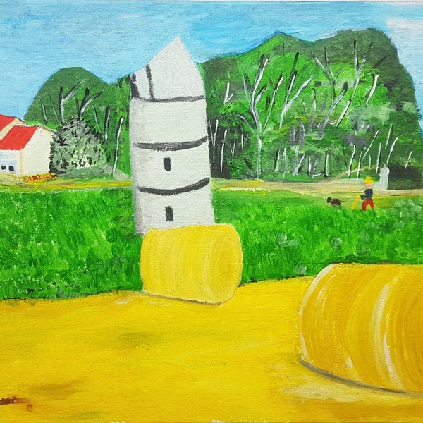 Tableau peinture "Campagne de France" Art Impressionnisme sur toile