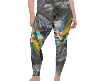 Revved Plus Size Leggings ~ Original Wearable Art by Thriffshop Eclectic