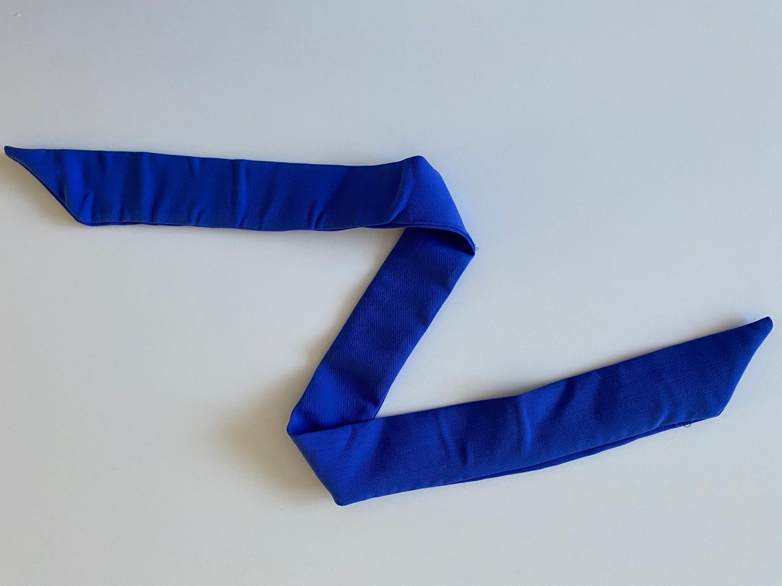 blue and yellow hair ribbon