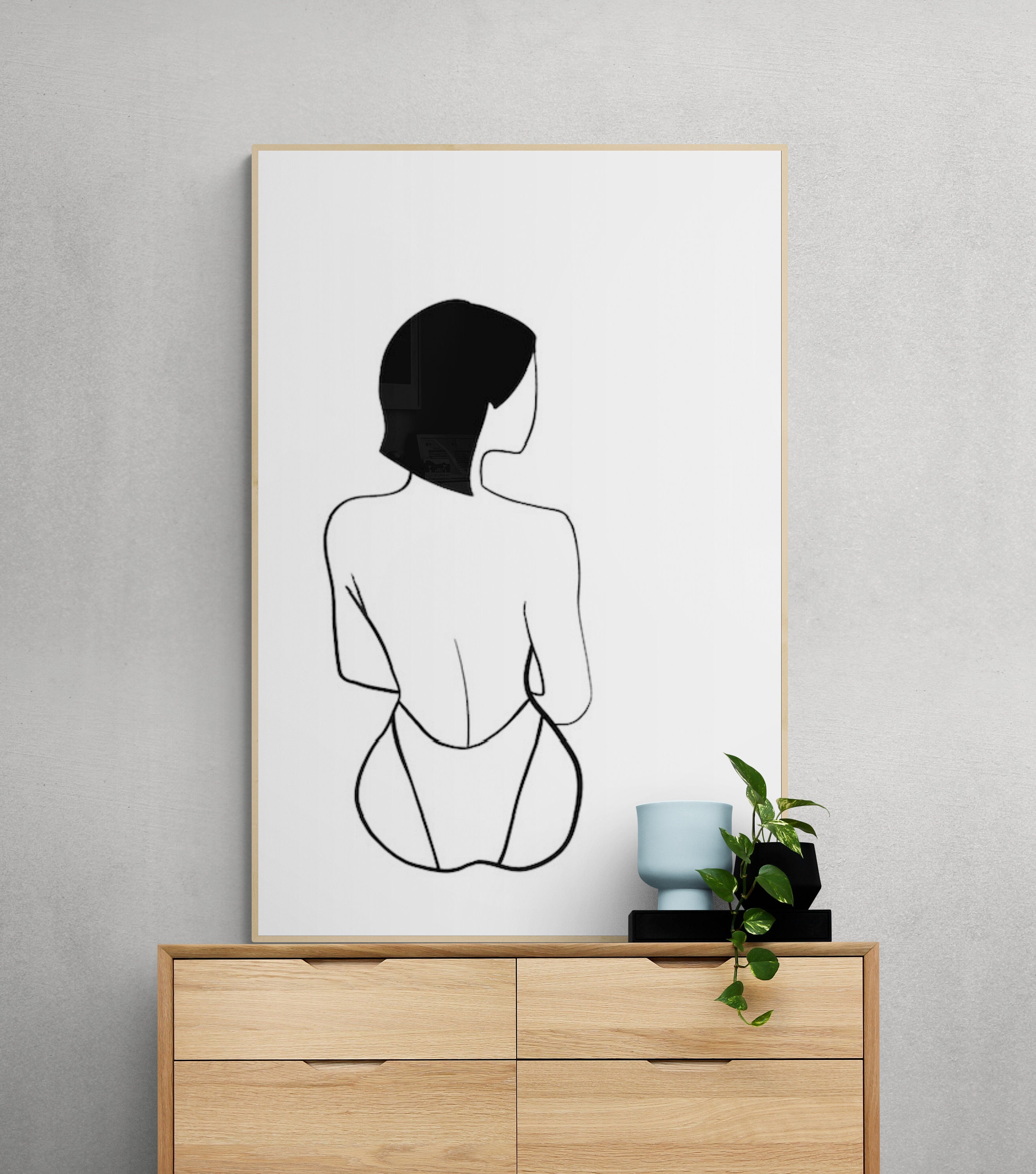 Line Art Woman Print Woman Silhouette Art Print Line Art Etsy