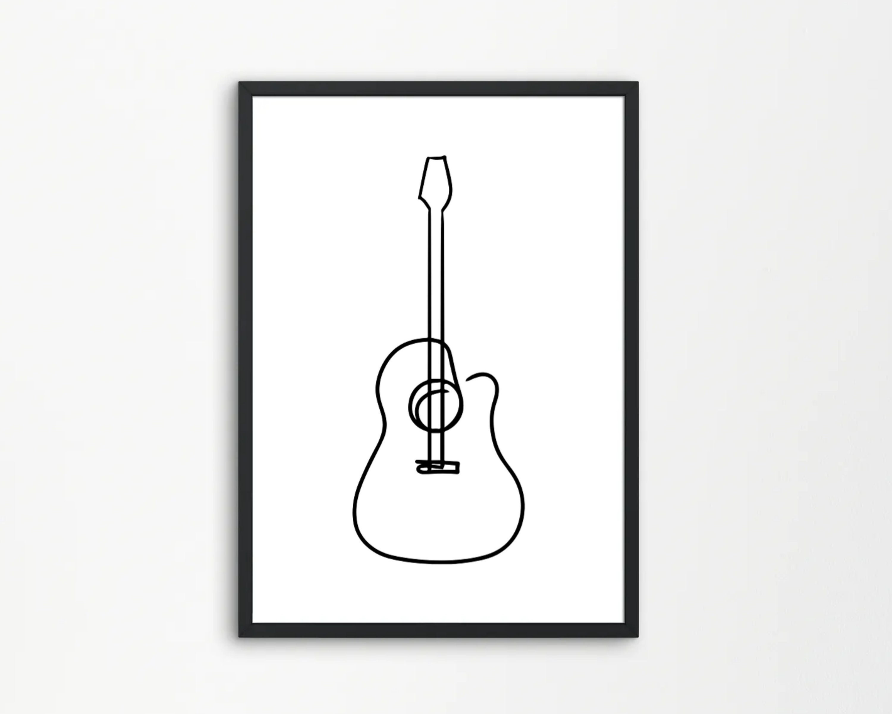 Gitarre und Blatt Linie Handzeichnung Set von 3 einfache und | Etsy